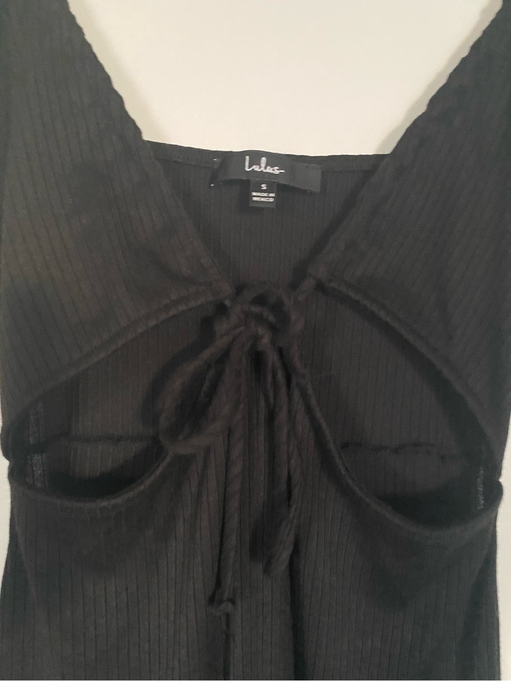 Lulus Black Ribbed Tie-Front Jumper
